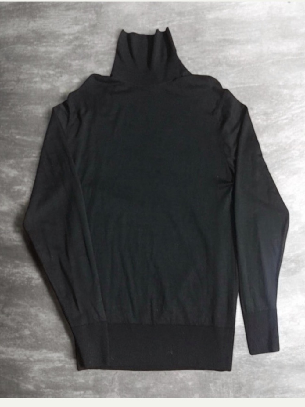 Jaeger 💯 Wool Black Turtleneck Pull On Sweater Size L Made in Gt. Britain